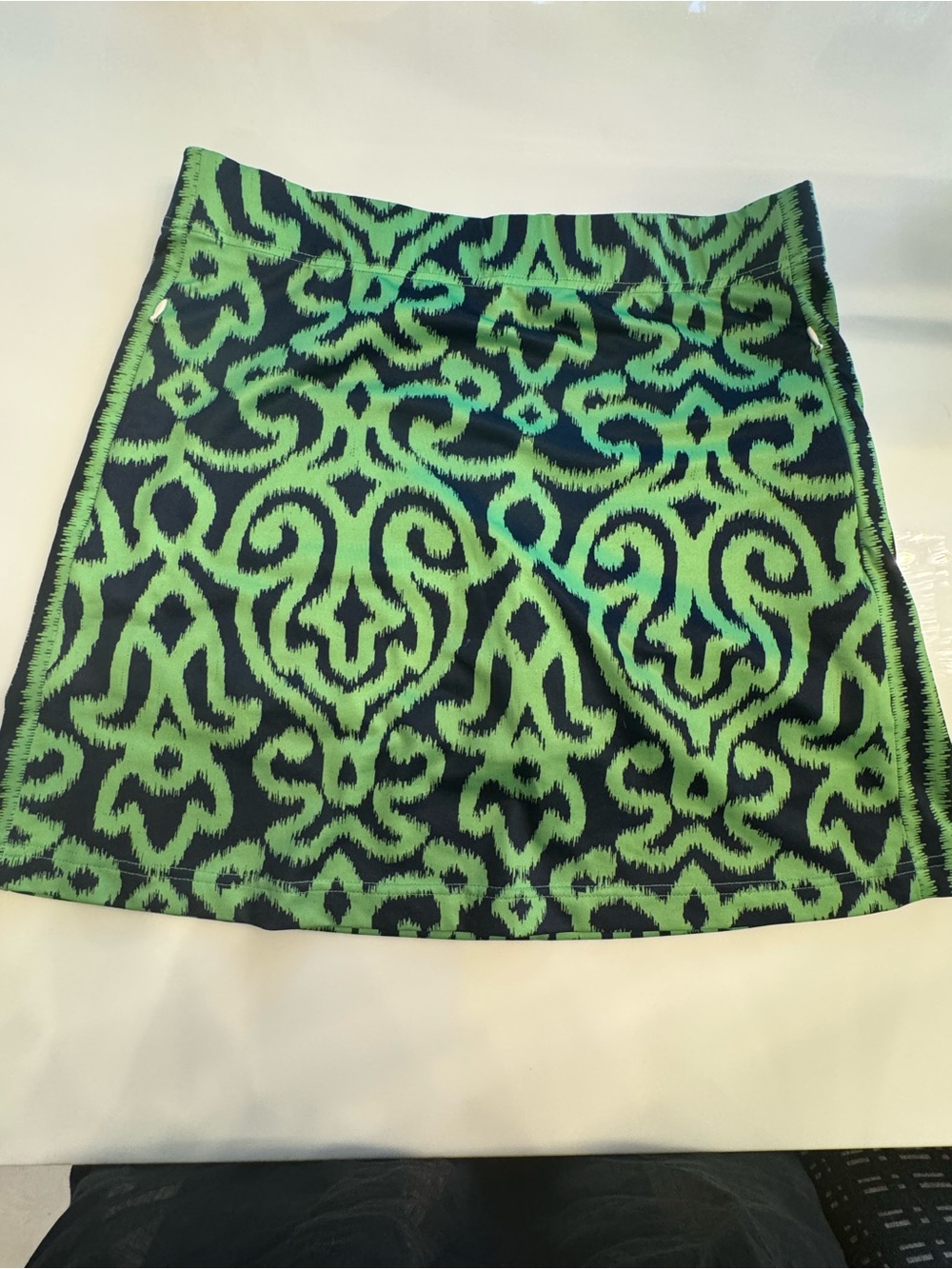 Gretchen Scott Designs Neon Green and Black Mini Skirt
